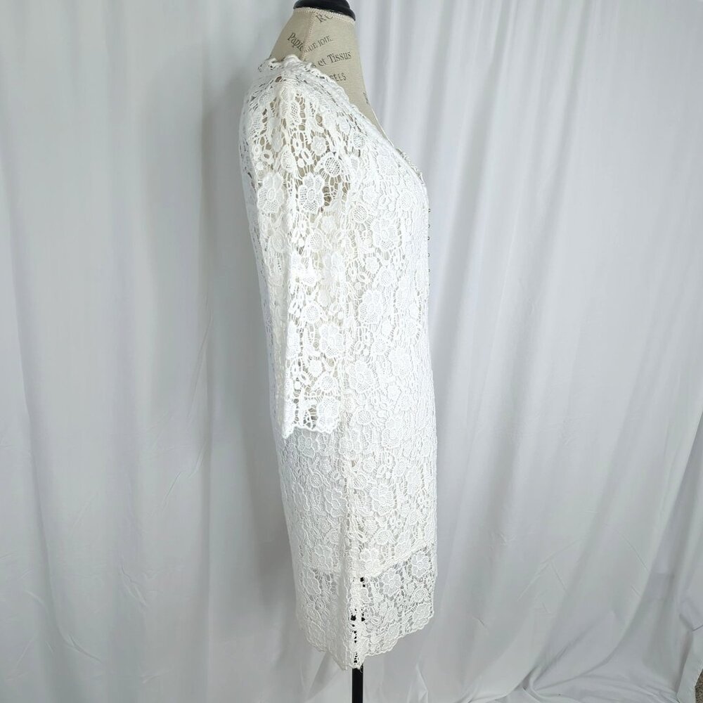 Diane Von Furstenberg DVF White Dress 4 Small  Bridal Lace Crochet Boho - Picture 7 of 10